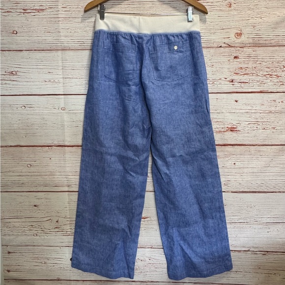 Lilly Pulitzer Beach Palazzo Pants in Beckon Blue x Resort White Sz M - Picture 9 of 11